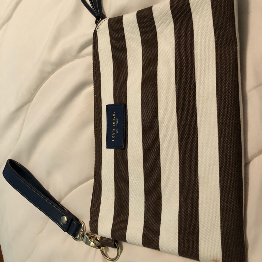 Henri bendel canvas wrislet brown stripe
